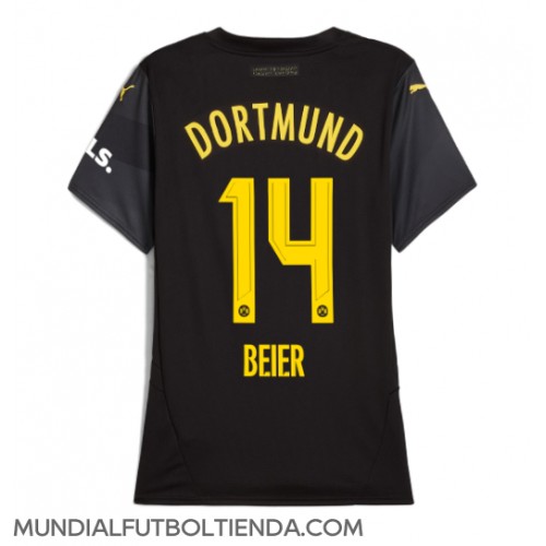 Camiseta Borussia Dortmund Maximilian Beier #14 Segunda Equipación Replica 2024-25 para mujer mangas cortas